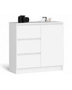 Commode 3 Tiroirs + 1 Porte - MDF stratifié – 110 cm