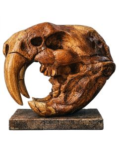 Crâne Smilodon sculpté - Bois & résine - Artisanat