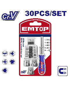Jeu de 30 tournevis cliquet emtop  EBST03006