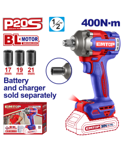 Cle a choc 20v brush 1/2"400nm emtop  ECIWL20401