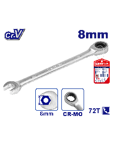 Clé mixte a cliquet t fixe 8mm emtop  ECSPAR081
