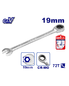 Clé mixte a cliquet t fixe 19mm emtop  ECSPAR191