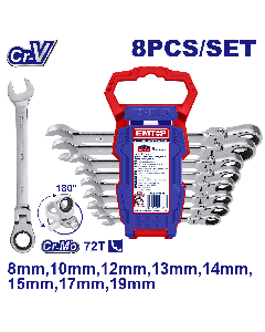 Jeu 8 clés a cliquet flexible 8-19 emtop  ECSS10803