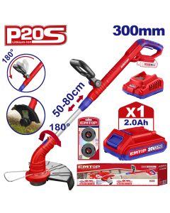 Debrousailleuse 20v 300mm + bat 2ah  emtop  ELGT203011