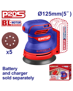 Ponceuse exczntrique 20v 125mm emtop  ELROS2002