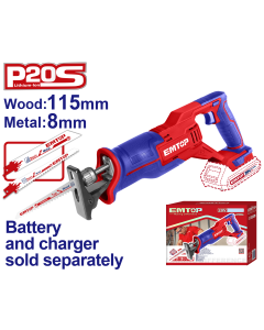 Scie a sable 20v +2 lames emtop  ELRS201152