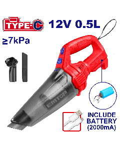 Aspirateur portable 12v type-c emtop  ELVC201261