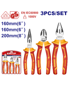 Jeu 3 pinces uni/l-n/coupe isolees emtop  EPLS0331