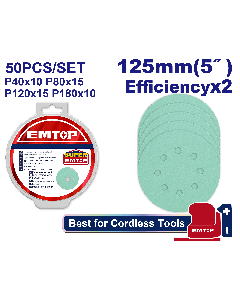 Feuille abrasive ponceuse 125  emtop  ESPR125050
