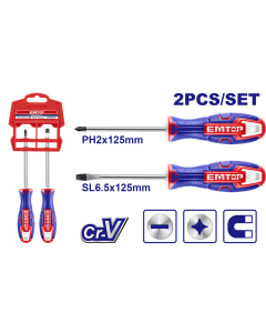 Jeu 2 tournevis fran6,5-amer6/125mm emtop  ESST0202