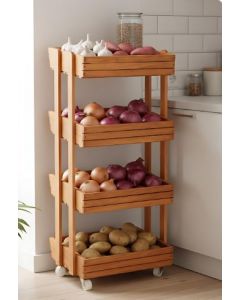  Étagère de Rangement Bois 4 Niveaux – avec Roues