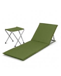 Pack Matelas pliable avec support +  tabouret - Vert