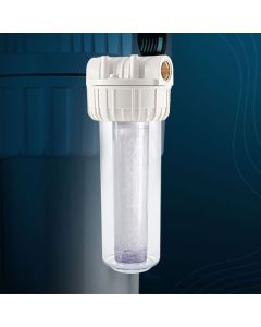 FILTRE SIMPLE 10" 3/4 AVEC CARTOUCHES CRIS POLYPHO AVEC CLE ET FIXATION