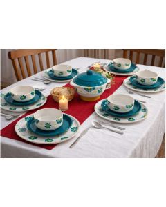 Service à Table – Céramique  fleur-verte  – 20 Pièces