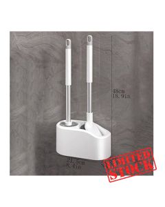 Brosse WC silicone - kit mural sans perçage - blanc (2 brosses)

