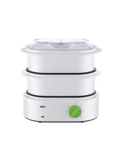 Cuiseur à Vapeur Braun FS3000 - 850W - 2 Bol - 3.1L - 1 Bol à Riz 2L - Minuterie 60 min