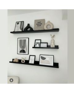 Trio d’Étagères Murales Mini L - Noir - 2x(80x10x4) + (50x10x4) mm