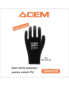 Gant nitrile polyester paume enduits GN4009 - 1 Pair - ACEM