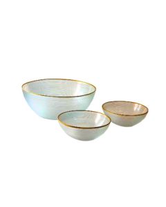 GLASSCOM - Service à soupe sahra 7 pièces jante dorée transparente