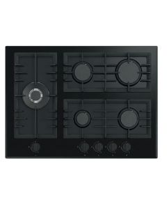 Plaque cuisson gaz - 70 cm - Noir - 5 brûleurs SABAF