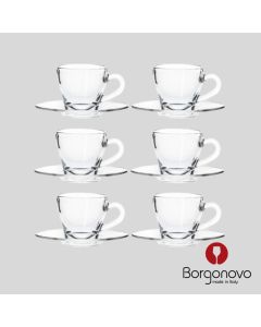 06 Tasses & sous-tasse à Cappuccino Ischia 180 ml - Marque Borgonovo ® (Italie)