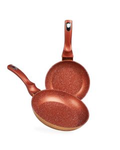 Série De 2 Poêles En Granite Antiadhésif - Effet Cuivre - Golden House
