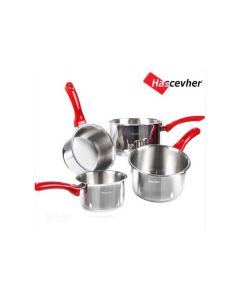 Lot de 4 casseroles HASCEVHER 00176 - 14 / 16 / 18 / 20 cm rouge - Pratiques et résistants.