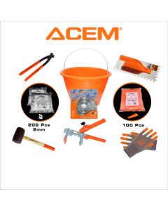 Lot d'outils de maçonnerie T2 - 9 piéces orange et noir - ACEM