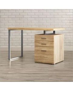 Bureau en métal et en bois avec 3 tiroirs à droite mdf (particule) - fait à la main - H:80 L:120 P:55