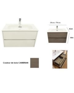 MEUBLE LOKE-VICTORIA 80 CM BLANC+LAVABO ROC-CAMBRIAN- MIBILBANHO+ROCA