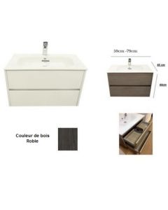 MEUBLE LOKE-VICTORIA 80 CM BLANC+LAVABO ROC-CHAMONIX- MIBILBANHO+ROCA