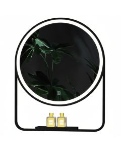 Miroir LED avec tablette - 60 x 80 cm - Noir