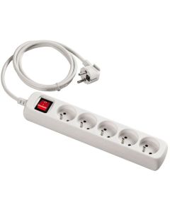 Multiprise - 5 Prises - Avec Interrupteur - Blanc