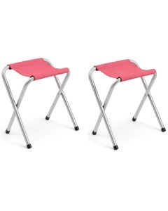Tabouret pliable inoxydable - 35x25x40 - Rose + 1 Gratuit