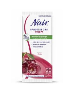 Bandes de cire corps NAIR - BCFNAICER2 - Cerise - 20 bandes + 2 lingettes