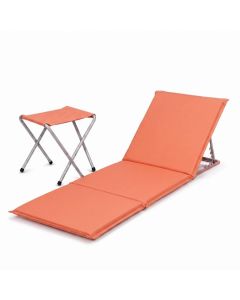 Matelas pliable avec support + tabouret - Orange
