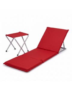 Pack Matelas pliable avec support + tabouret - Rouge 