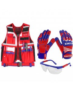 Pack outils, Pack 3 Emtop, Gants + Lunettes + Gilet outils
