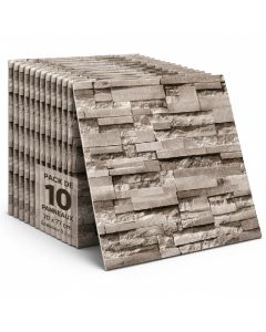 Pack 10 panneaux muraux 3D - 70x77 cm - effet pierre