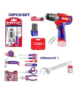 Pack EMTOP 12V – Visseuse, Clé molette & Coffret d’outils complet - Tunisie