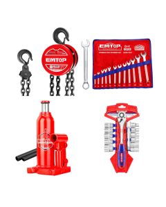 Pack EMTOP 2T & 10T – Palan à chaîne, Cric bouteille et coffret complet - Tunisie