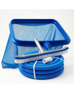 Pack 1 entretien piscine - Tuyau 12 m - Épuisette et brosse 45 cm