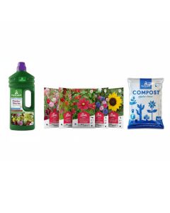 Pack Fleur 3 Fertivert - Engrais liquide 1 L + Semences + Compost 10 L 