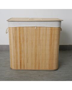 Panier à Linge Portable en Bambou - Avec Couvercle - 32x52x62 cm