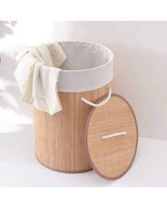 Panier à linge rond en bambou - 35x50 cm - Naturel