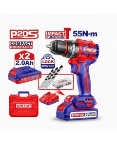 Perceuse brushless EMTOP ECIDL20558 - 55 Nm - 20V