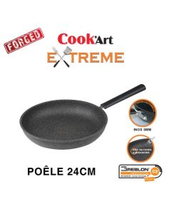 Poêle EXTRÊME 24cm - Gris - Résistante aux rayures + étui offert - COOKART