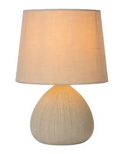Lampe de table RAMZI Ø18 cm + H26 cm Lampe E14 - 40W - 230V - LUCIDE-Blanc