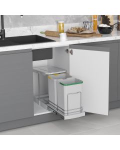 STARAX - Poubelle s-2392-g 12+12 lt avec rail télescopique