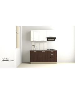 Cuisine linéaire 165CM -BRICO KITCHEN-Santana Blanc